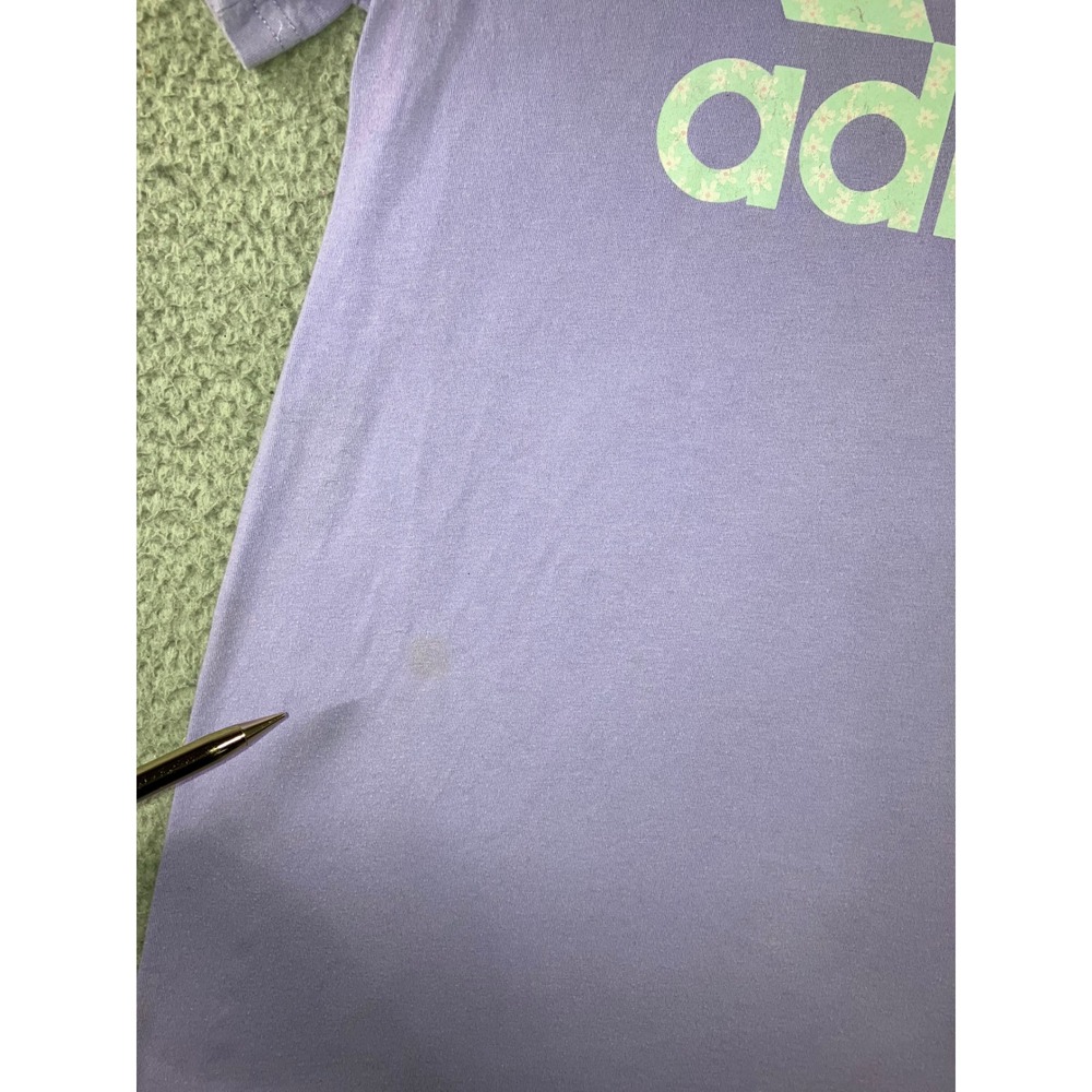 Adidas Amplifier Tee Shirt Womens XL Purple Floral Logo Athletic Sporty Gym Tee - Picture 5 of 12